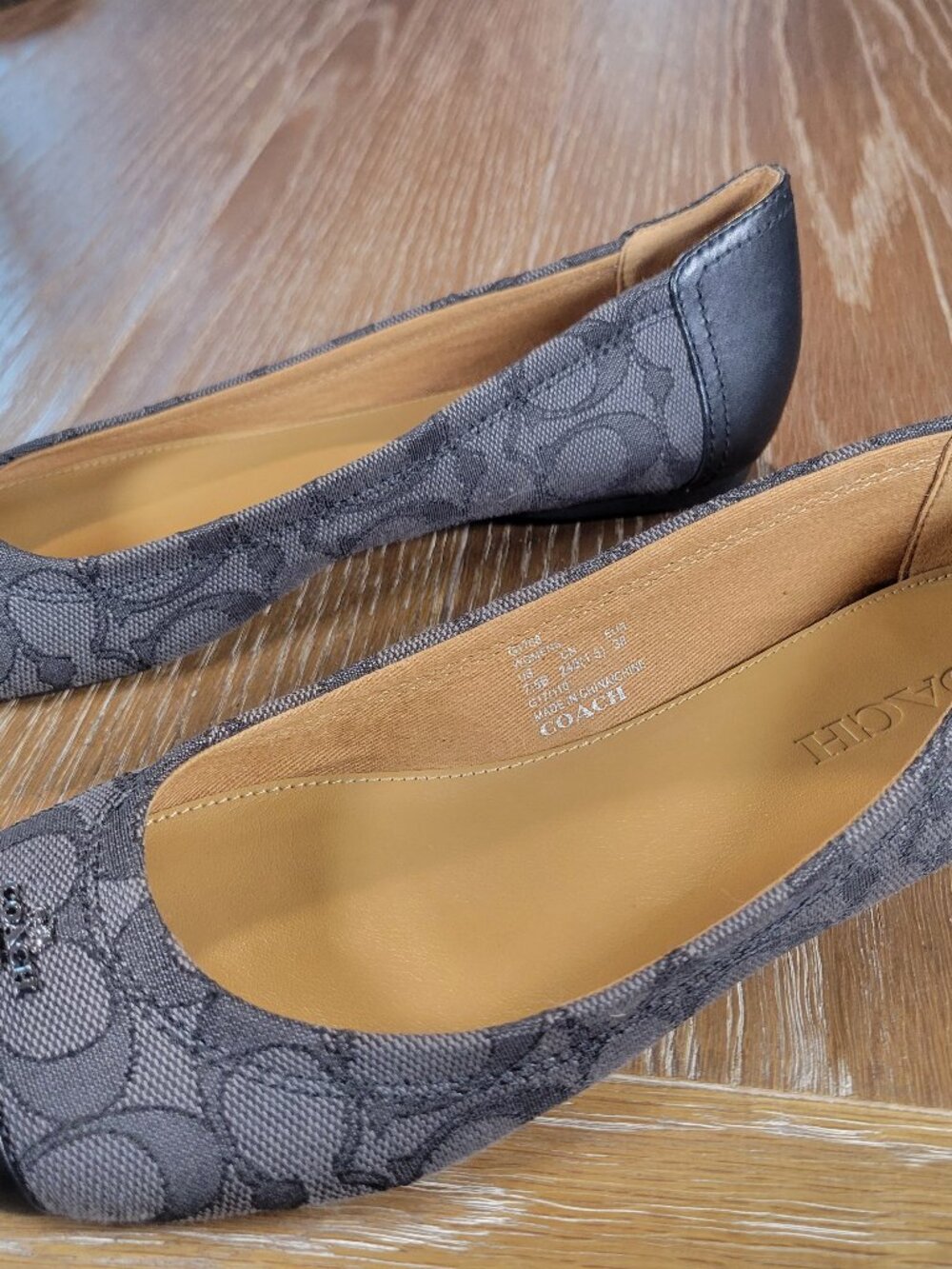 Coach Signature Canvas Cap Toe Ballet Flats Black Gray Women's 7.5B - Picture 8 of 9
